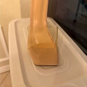 SHEIN Beige Transparent Strap Heels